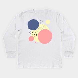 Art circles and dots pattern - yellow, pink and dark blue Kids Long Sleeve T-Shirt